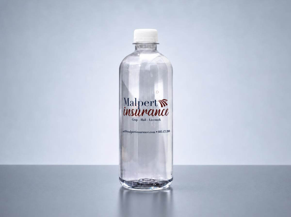 Custom-label water bottle for Malpert Insurance