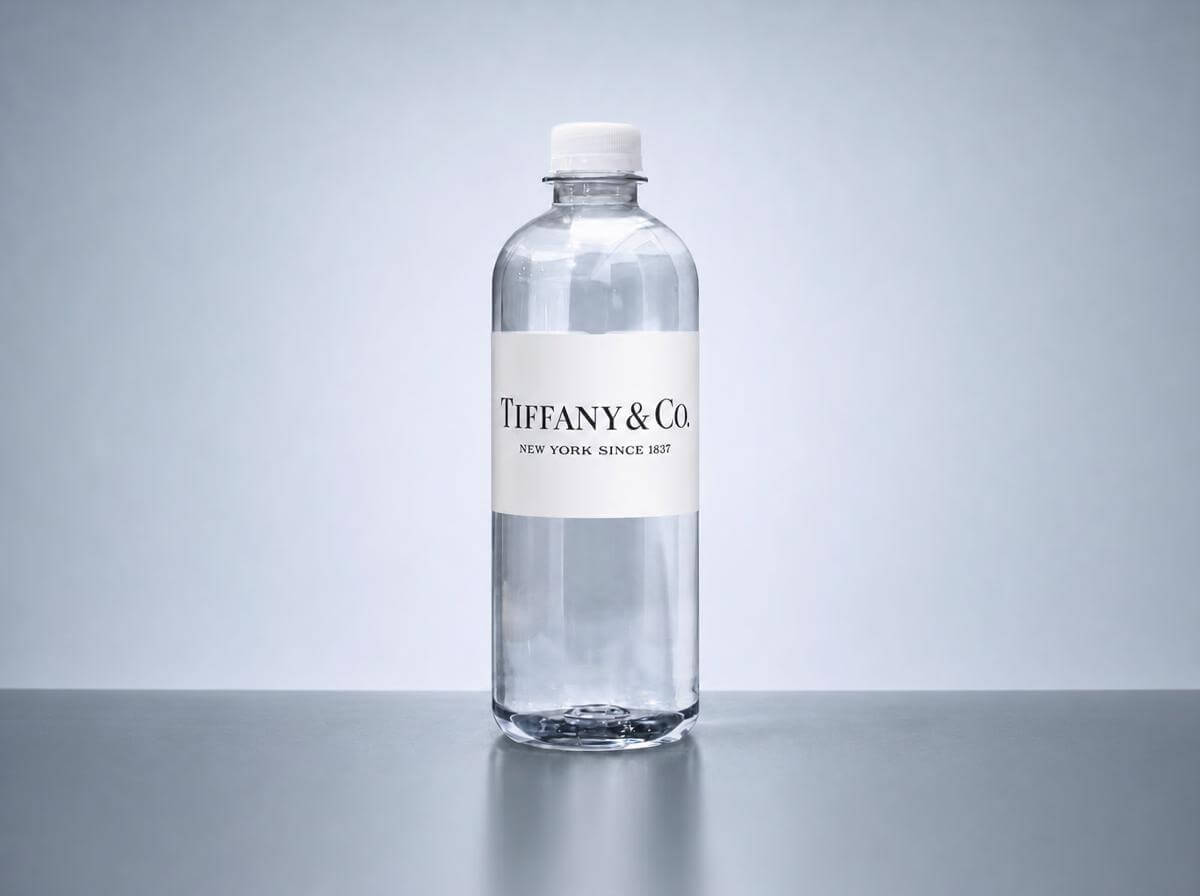 Custom-label water bottle for Tiffany & Co.
