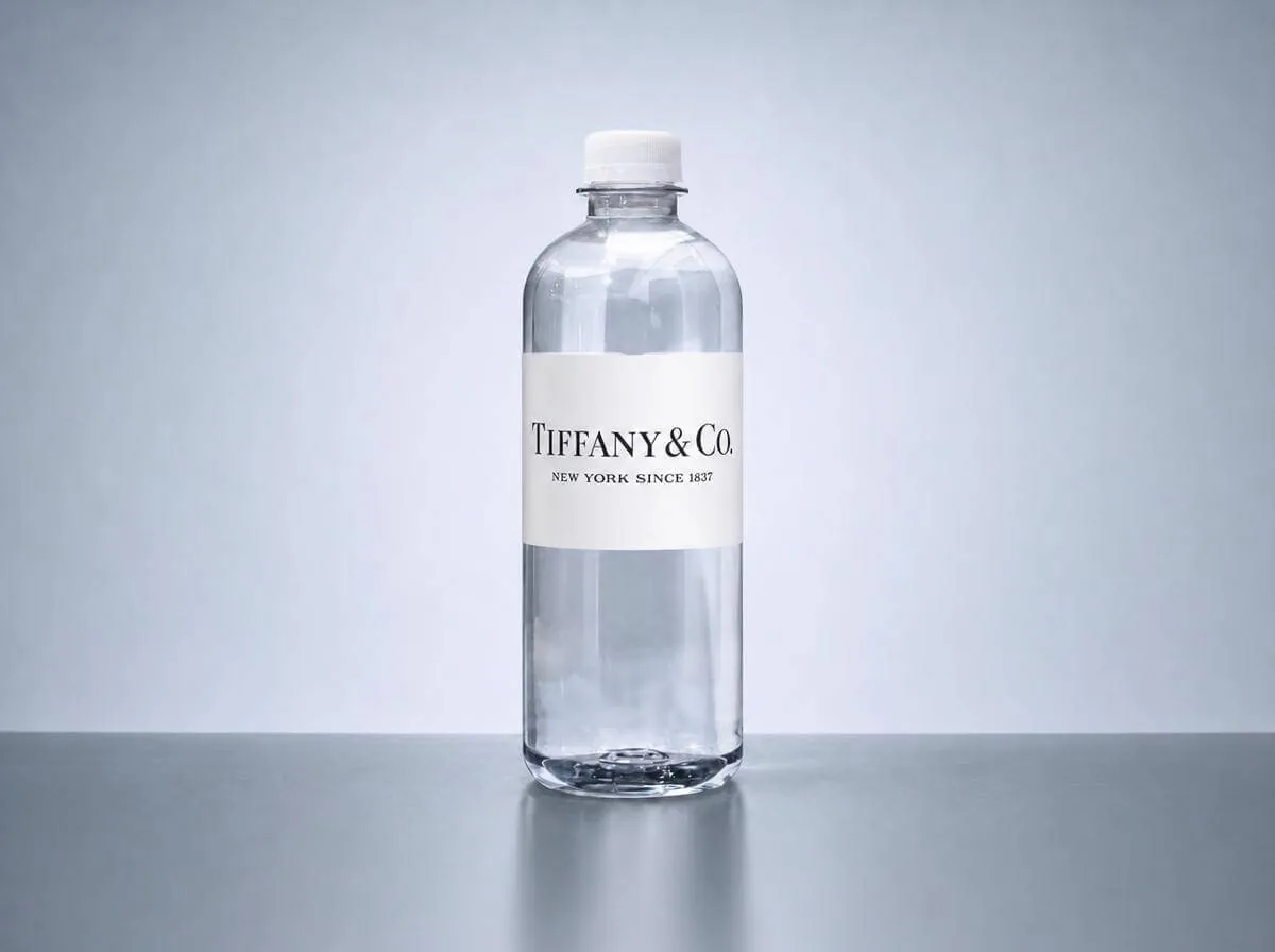 Custom-label water bottle for Tiffany & Co.