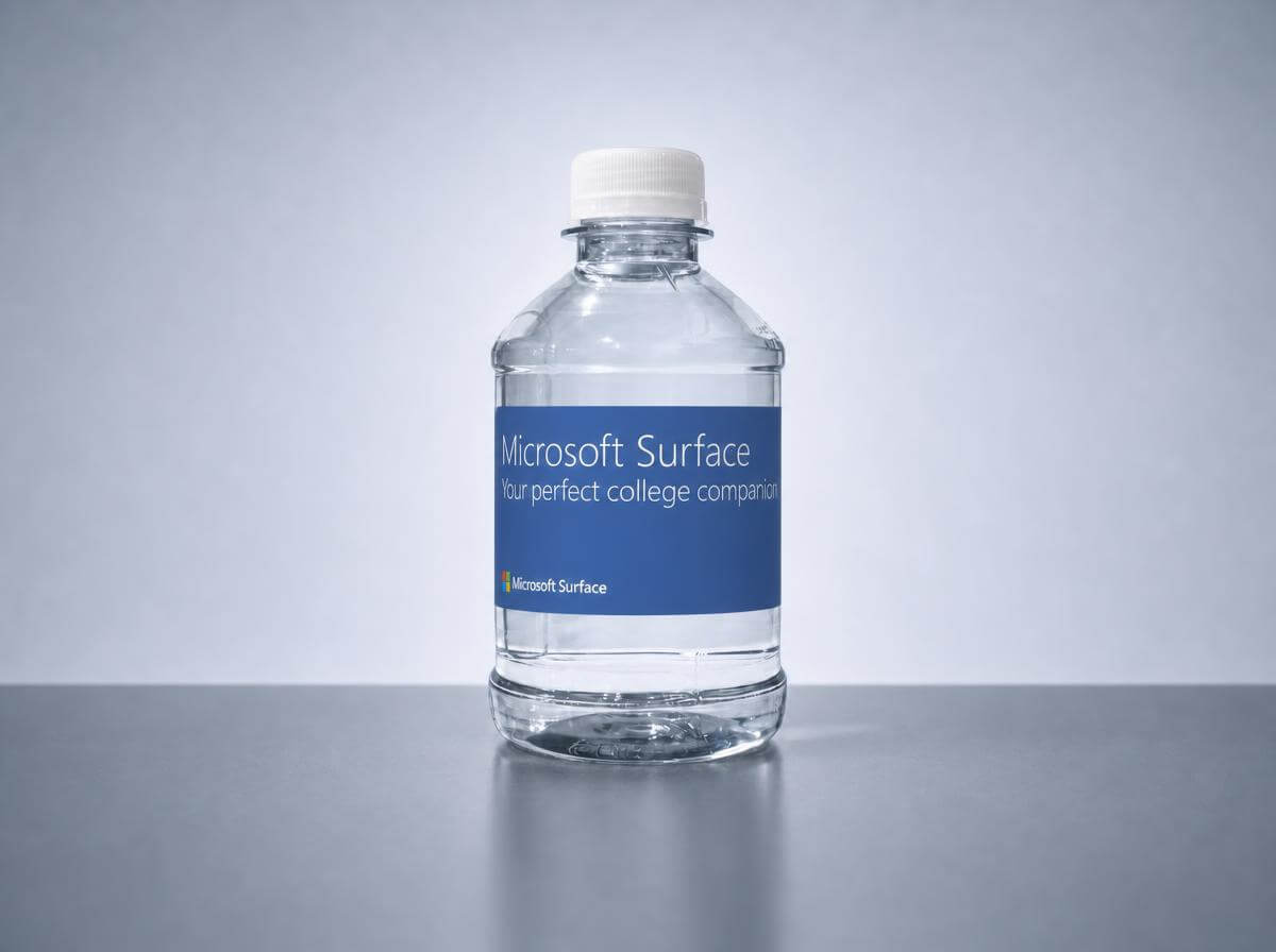 Custom-label water bottle for Microsoft Surface