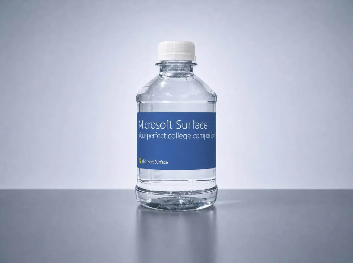 Custom-label water bottle for Microsoft Surface