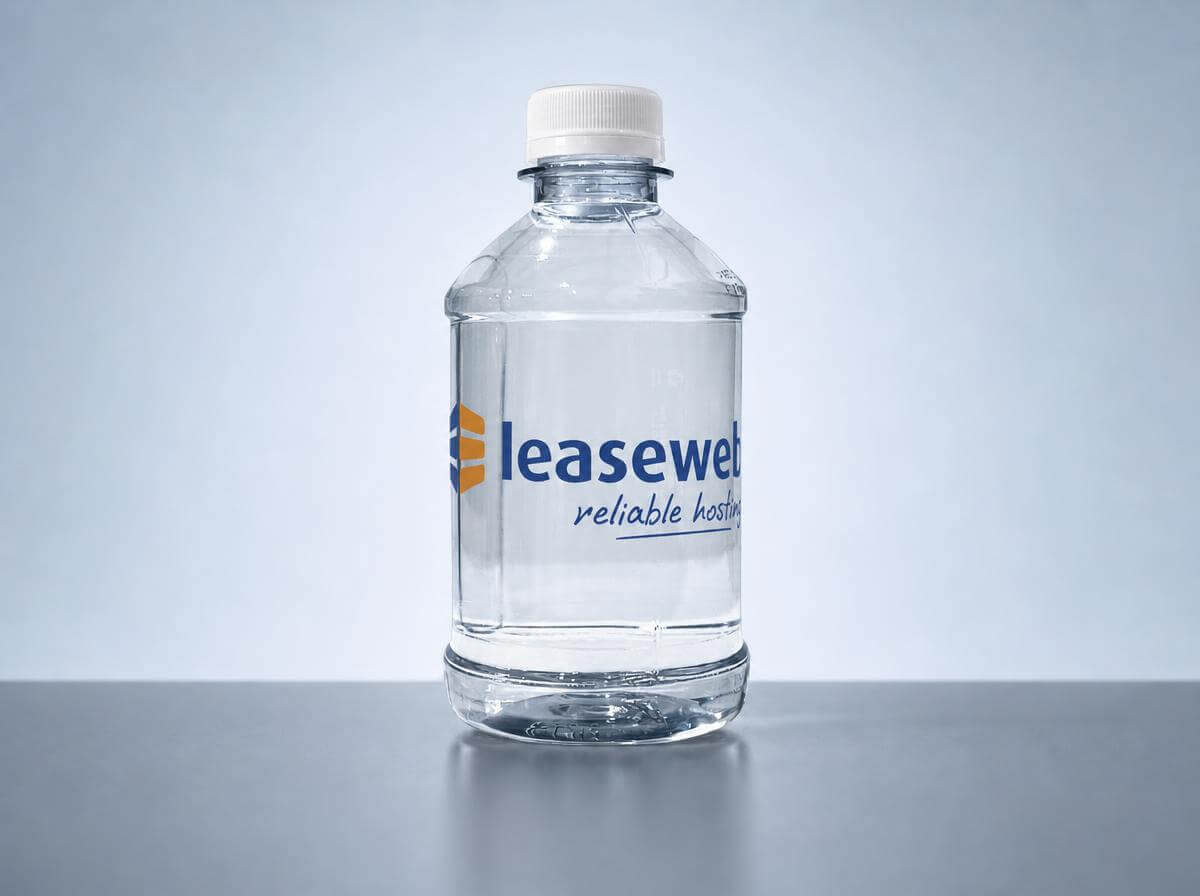 Custom-label water bottle for Leaseweb