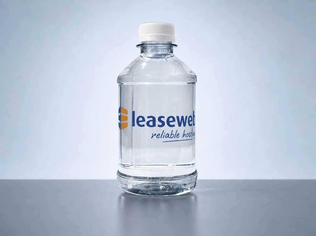 Custom-label water bottle for Leaseweb