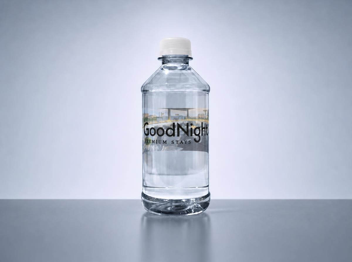 Custom-label water bottle for GoodNight Premium Stays