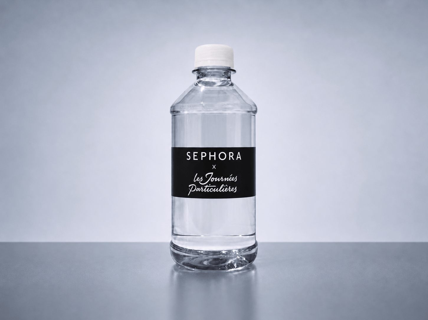 Custom-label water bottle for Sephora