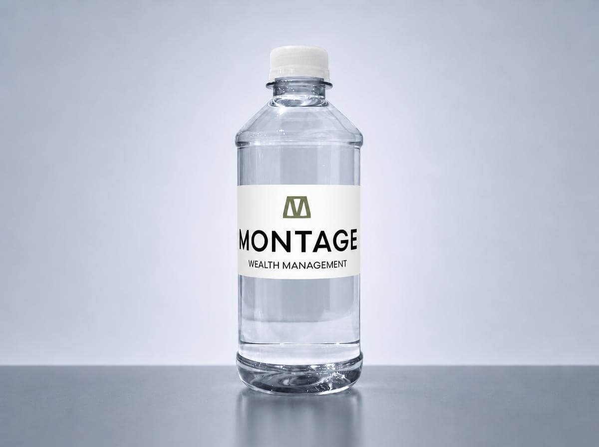 Custom-label water bottle for Montage Wealth Management