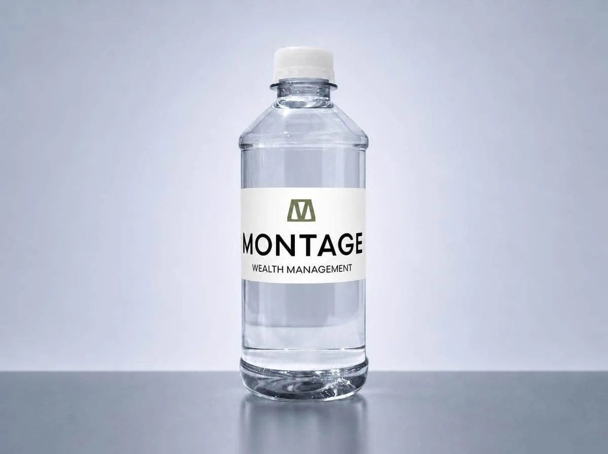 Custom-label water bottle for Montage Wealth Management