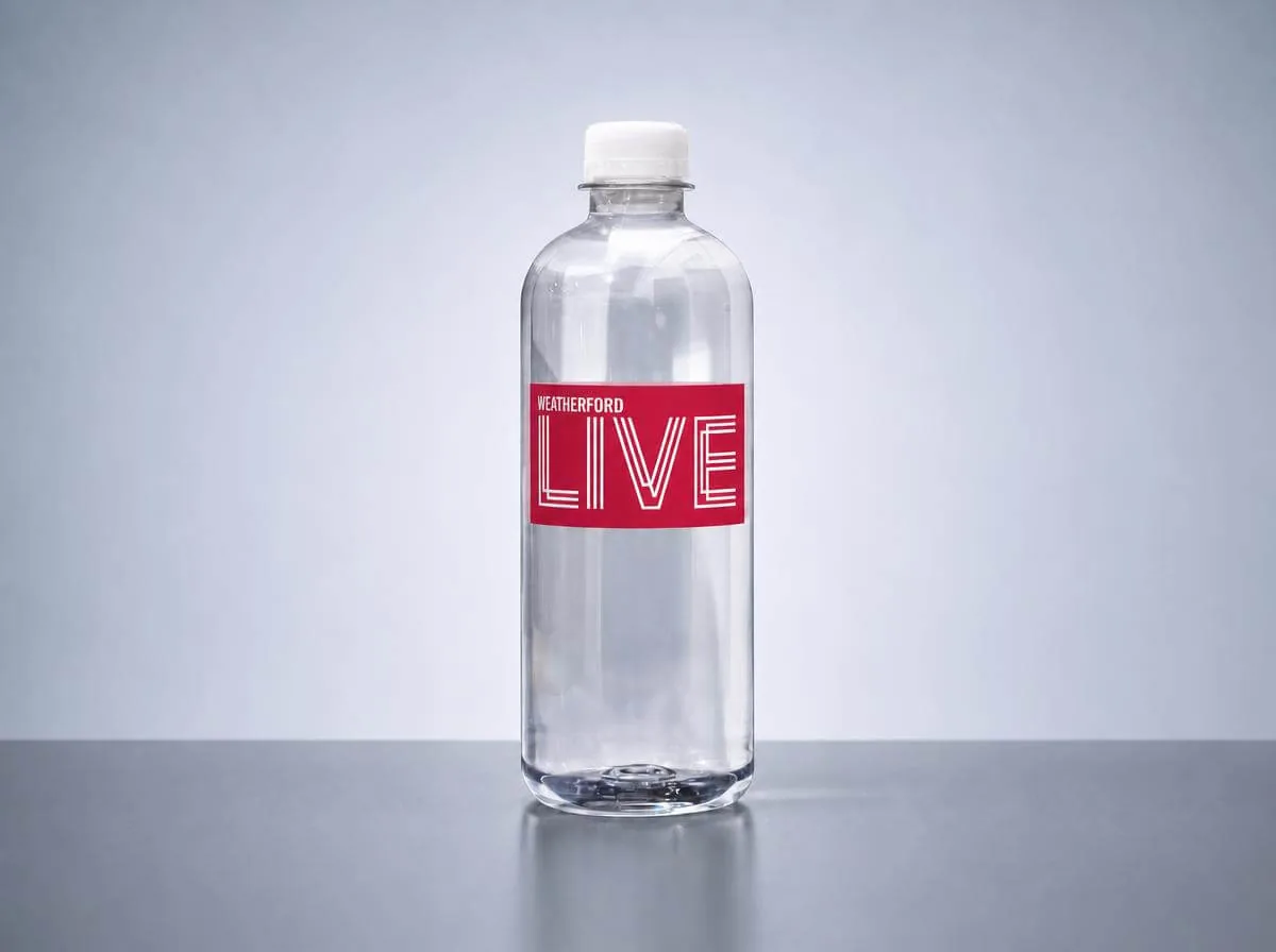 Custom-label water bottle for Weatherford LIVE