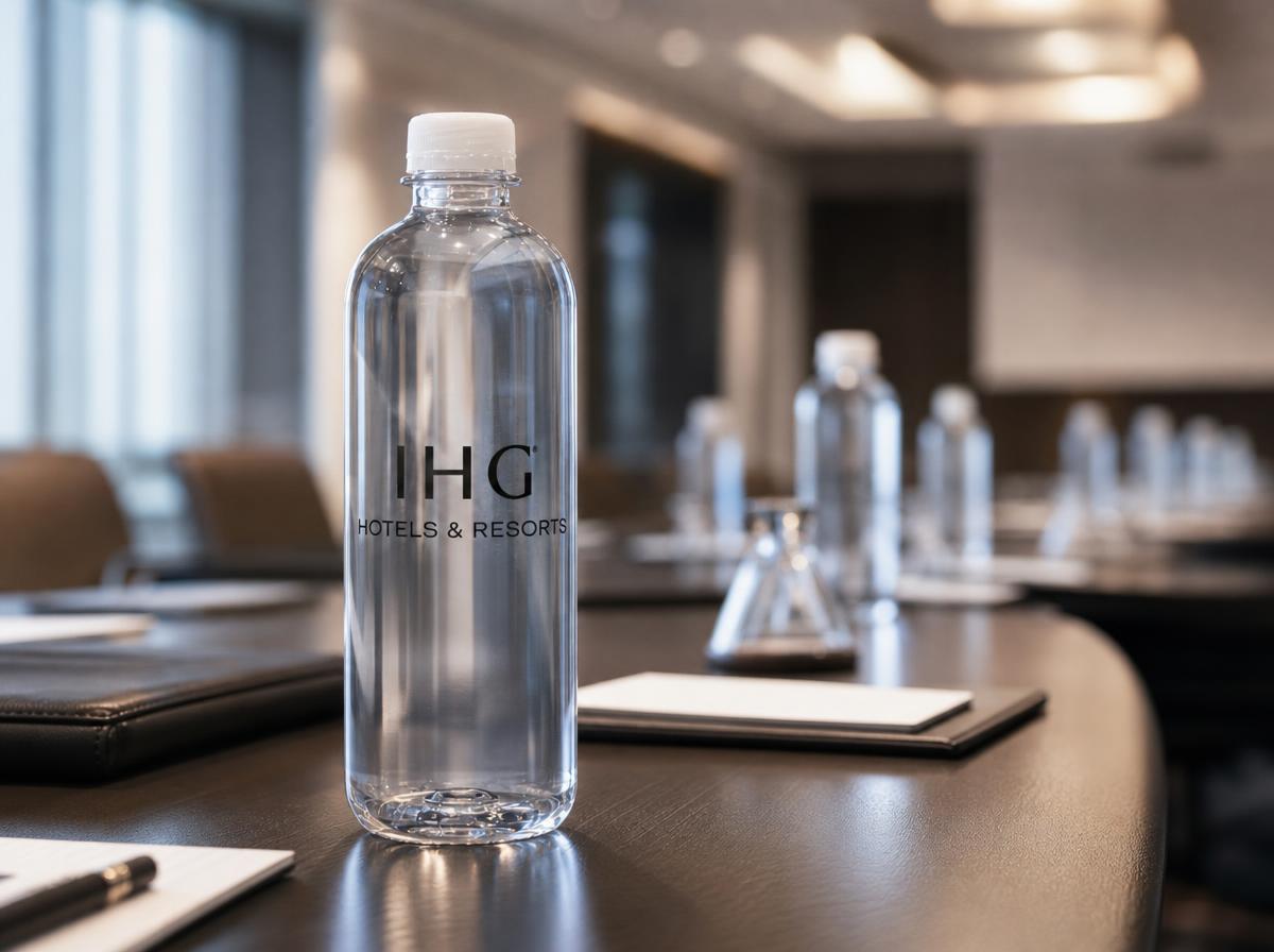 Custom bottles in a hotel room