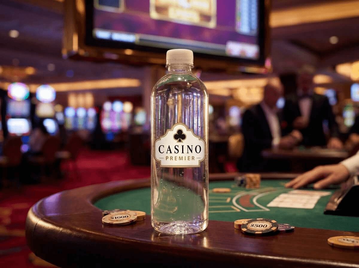 Custom-label bottled water for casinos