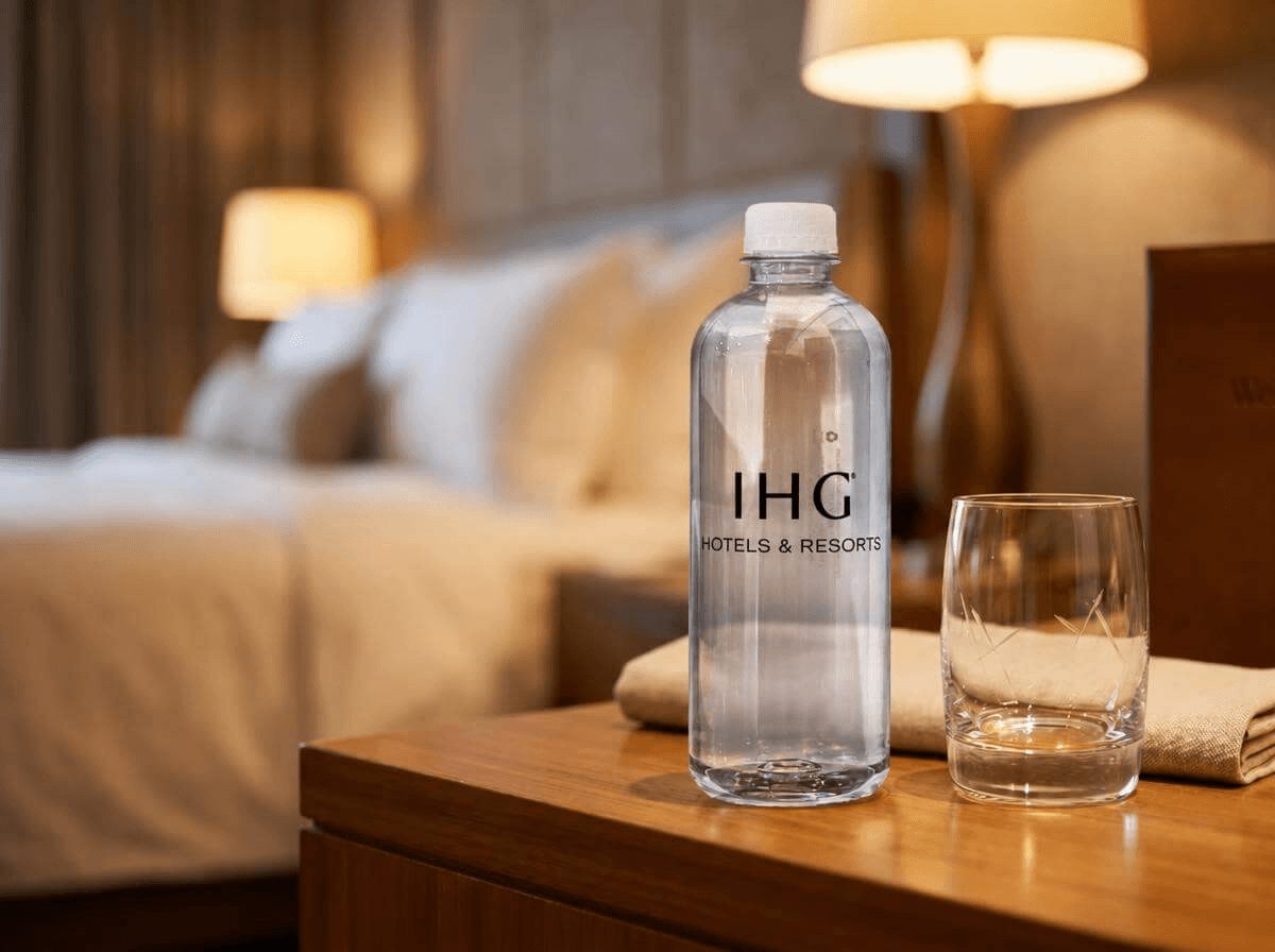 Custom-label bottled water for hotels and hospitality