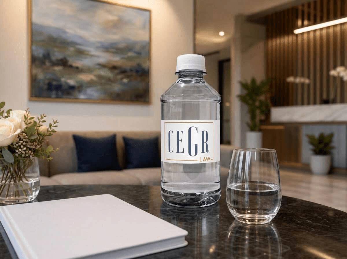 Custom-label bottled water for law offices