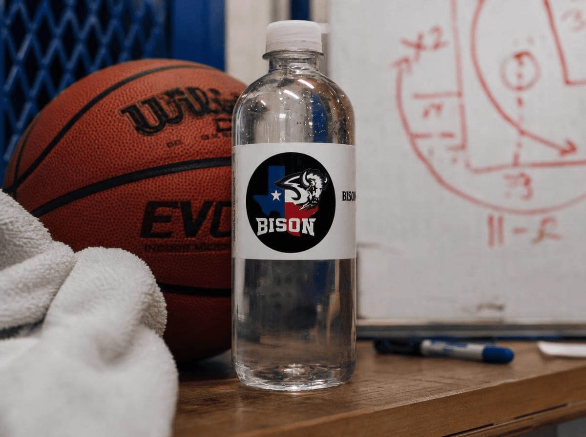 Custom-label bottled water for sports teams