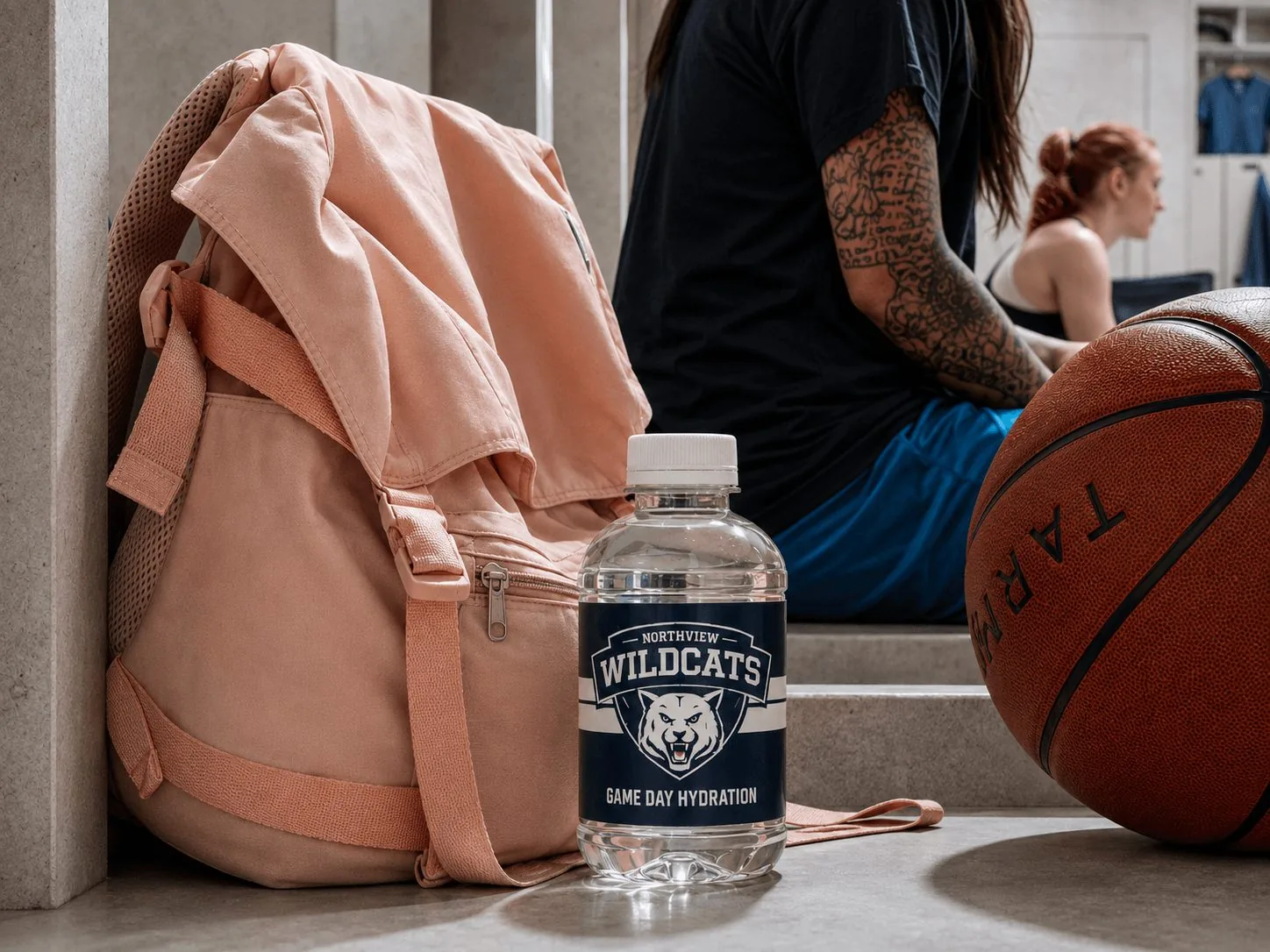 Northview Wildcats game-day bottle in the locker room