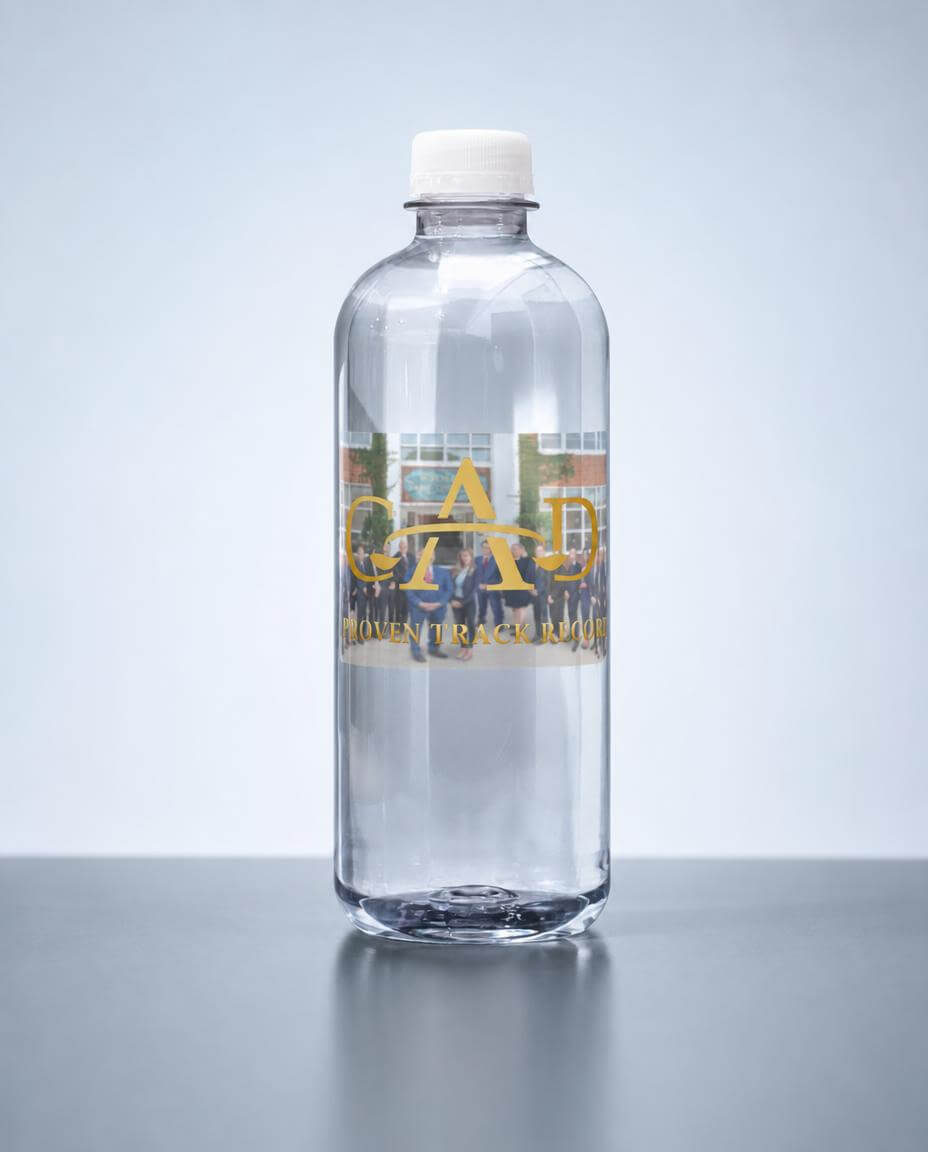 3D Line bottle label close-up