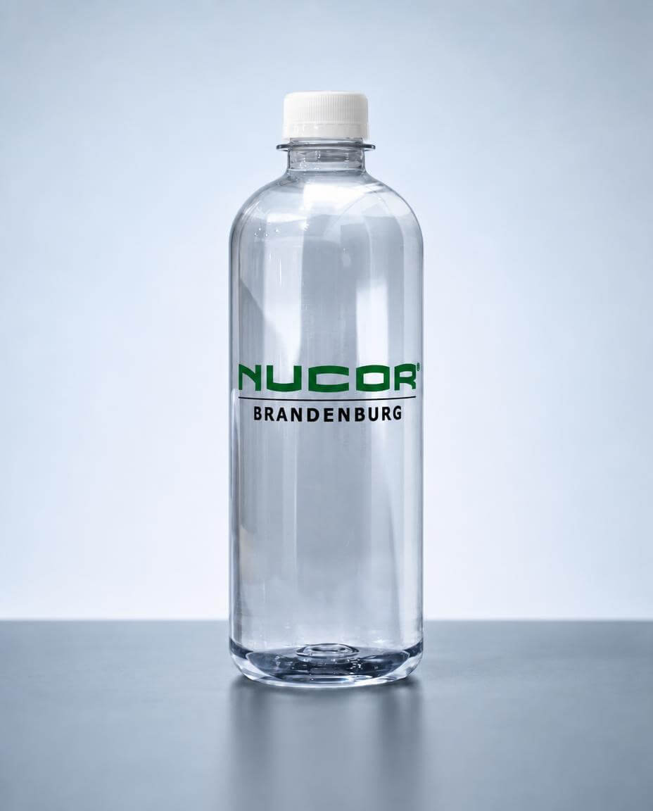 Ultra-clear bottle label close-up