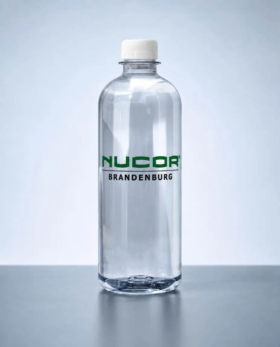 Ultra-clear bottle label close-up
